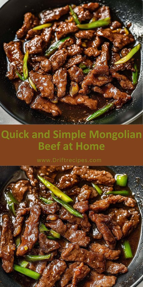 This Quick & Simple Mongolian Beef is a fast, flavorful stir-fry featuring tender beef slices coated in a rich, savory-sweet sauce with garlic and ginger. Ready in just 30 minutes, it's the perfect homemade alternative to takeout! Easy Mongolian Beef Recipe, Easy Mongolian Beef, Mongolian Beef Recipe, Mongolian Beef Recipes, Cooking Recipes For Dinner, Garlic And Ginger, Foreign Food, Better Than Takeout, Mongolian Beef