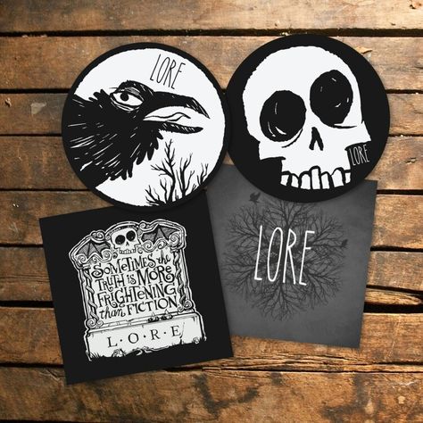 Lore podcast stickers, 4 pack = $5.00 Lore Podcast, Classic Scary Movies, The Bright Sessions, Spooky Stories, Welcome To Night Vale, Raven Skull, Night Vale, Nightmare On Elm Street, Patch Design