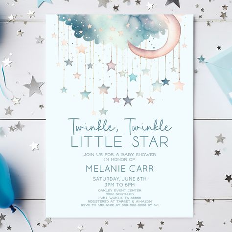 Twinkle Twinkle Little Star-baby-showers, Galaxy Baby Shower Ideas, Twinkle Little Star Baby Shower Ideas, Twinkle Twinkle Little Star Gender Party, Moon Baby Shower Theme, Moon Stars Baby Shower, Auntie Life, Star Baby Shower Theme, Twinkle Twinkle Baby Shower