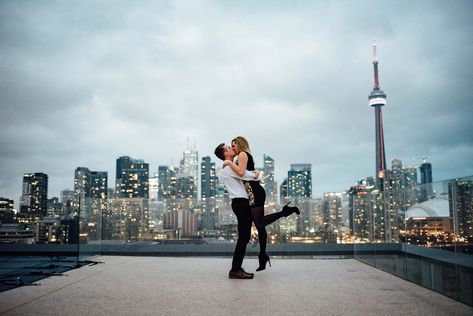 Surprise Toronto Proposal Photography ... Niagara Falls Trip, Proposal Spots, Thompson Hotel, Hotel Rooftop, Olive Photography, Groom Reaction, Toronto Skyline, Canada Wedding, Surprise Engagement