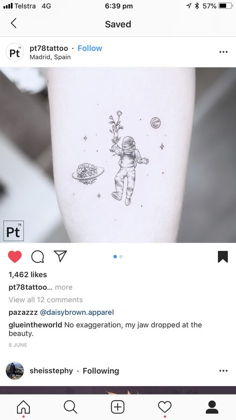 Astronaut tattoo - space cadet! Tiny Astronaut Tattoo, Space Cadet Tattoo, Astronaut Tattoo Minimalist, Kid Cudi Tattoo, Diy Tattoo Ideas, Sister Tats, Tattoo Space, Stick Tattoo, Astronaut Tattoo