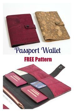 FREE sewing pattern for a handy passport wallet! Diy Bag Organiser, Wallet Pattern Free, Tshirt Upcycle, Sew Bag, Wallet Sewing Pattern, Sew Wallet, Trendy Sewing Patterns, Bags Sewing, Diy Wallet