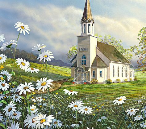 Long Painting, Abandoned Churches, Old Country Churches, Buku Harry Potter, Church Pictures, Guitar Painting, Old Churches, Country Church, Nature Artwork