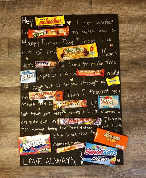 Candy board for Father’s Day Birthday Candy Boards For Him, Father’s Day Poster Ideas, Candy Board Ideas For Fathers Day, Candy Poster Board Fathers Day, Fathers Day Candy Poster, Fathers Day Candy Bar Poster, Father’s Day Candy Gifts, Father’s Day Candy Bar Craft, Father’s Day Candy Boards