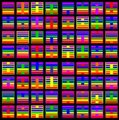 "The Big Ching" All 64 Hexagrams of the I Ching done in Chakra colors. Digital art based on the I Ching and chakras by Sacred Square Design. Metaphysical Symbols, Tarot Magic, Chakra Art, Chakra Colors, I Ching, Past Present Future, Divination Tools, You Matter, Ancient Symbols