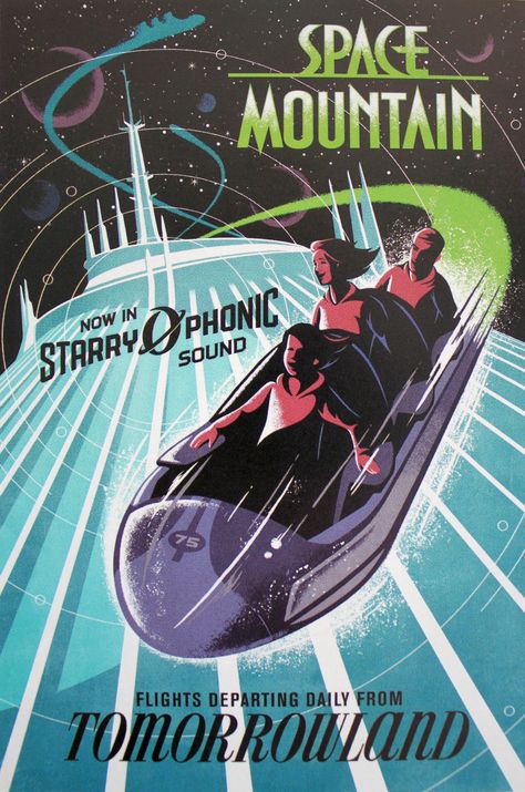 Vintage Disney Tomorrowland Space Mountain 11" X 17" Poster | eBay Disneyland Tomorrowland, Vintage Disney Posters, Disney Poster, Disney Attractions, Retro Disney, Disney Rides, Disney Collector, Disney Posters, Space Mountain