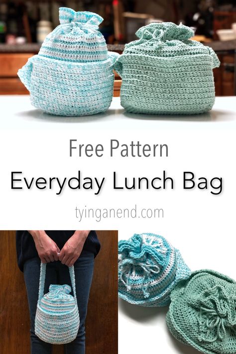 Crocheted Lunch Bag, Lunch Bag Crochet, Crochet Lunch Box Bag, Crochet Lunch Bag Pattern Free, Crochet Lunch Bag, Minecraft Emerald, Crochet Patterns For Purses, Lunch Bag Pattern, Lunch Box Pattern