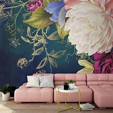 Amazon.com: Murwall Floral Wallpaper Bohemian Flower Wall Mural Mediterranean Home Decor Living Room Bedroom Entryway Cafe Design : Handmade Products Mediterranean Home Decor Living Room, Aesthetic Interior Design, Cafe Bedroom, Flower Mural, Living Room Themes, Thick Wallpaper, Mediterranean Home Decor, Mediterranean Home, Mediterranean Homes