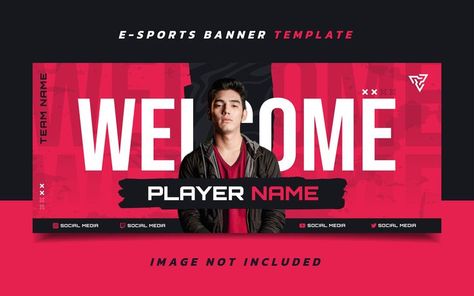 Gaming Banner Template, Photo Video App, Design For Social Media, Mario Coloring Pages, Team Banner, Sport Banner, Team Design, Graphic Design Course, Header Design