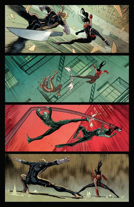 Marvel Defenders (2017) #7 great example of action fight scene on American comic book art by comic artist David Marquez reference Marvel Defenders, Comic Book Display, Defenders Marvel, Comic Book Drawing, Comic Book Layout, Comic Tutorial, Scene Drawing, Comic Book Art Style, Comic Layout