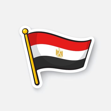 Flag Of Egypt, Egypt Flag, Flagstaff, Cartoon Stickers, Premium Vector, Graphic Resources, Egypt, Vector Illustration, Flag