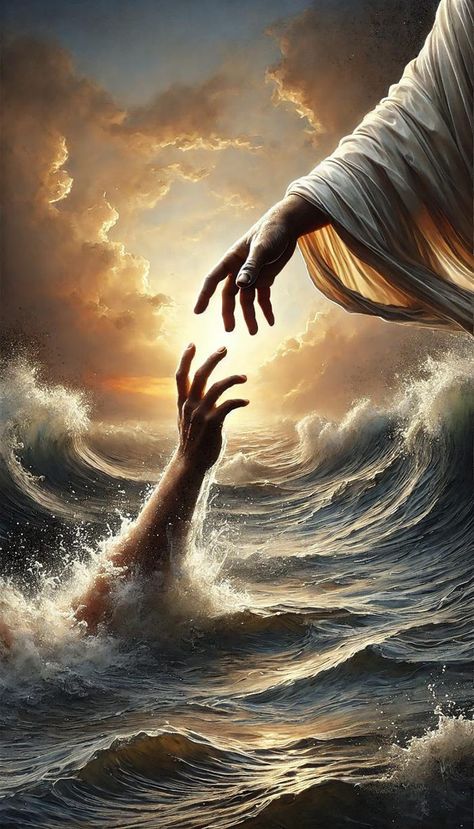 Christian Art: reaching for Jesus Printable Download Art of Peter Reaching for Jesus After Walking on the Water. 6000x10500 Px - Etsy Jesus Printable, Seni Arab, Christian Art Print, Jesus Artwork, Maria Magdalena, Jesus Christ Artwork, Jesus Christ Art, Ange Demon, Pictures Of Jesus Christ