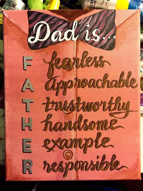 Hand Painted canvas. Perfect Father's Day gift. Also a great birthday present. Easy Fathers Day Paintings On Canvas, Canvas Painting For Fathers Birthday, Father Painting Ideas, Painting For Father's Day, Fathers Day Canvas Painting, Father’s Day Paintings Canvas, Paintings For Dad, Painting For Dad, Fathers Day Painting