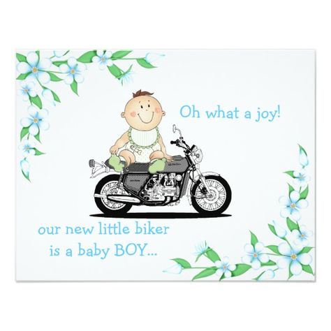 Motorcycle Biker Baby Boy Baby Shower Invitation Newborn Christmas Photos, Motorcycle Baby, Biker Baby, Flamingo Baby Shower, Kids Poems, Newborn Christmas, Baby Sleepers, Flower Invitation, Boy Baby Shower