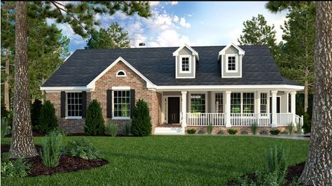 Front (HP) House Plans One Story, Ranch House Plan, Country Porch, Country Style House Plans, Plans Modern, Country House Plan, Ranch House Plans, Craftsman House Plans, Country House Plans