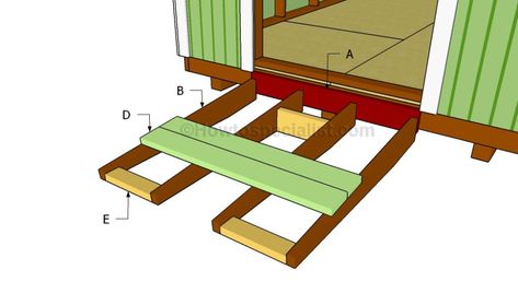 Building a shed ramp Shed Ramp, Build A Shed, Shed Building, How To Build Steps, Build Your Own Shed, Shed Building Plans, Diy Shed Plans, Storage Shed Plans, Shed Kits