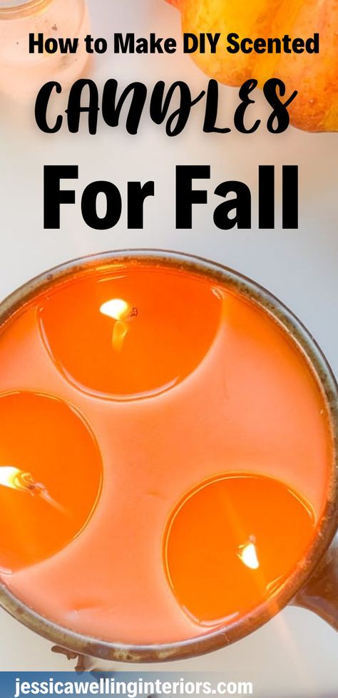 Learn how to make scented candles for Fall in any container you choose with this quick and easy tutorial! Candle Making With Essential Oils, Diy Dessert Candles, Scented Candle Making For Beginners, How To Make Homemade Candles, Candle Scent Ideas, How To Make Candles Scented, How To Make Candles, Melts Recipes, Diy Scented Candles