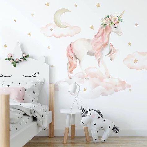 Magical Bedroom, Unicorn Wall Decal, Children Painting, Unicorn Bedroom, Monkey Wall, Unicorn Princess, Unicorn Wall, Dinosaur Wall