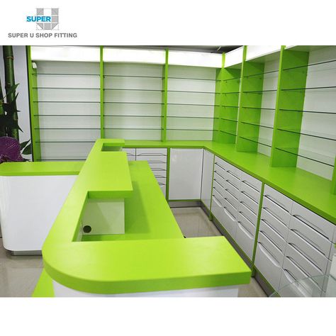 Medicine Shop Interior Design, Pharmacy Counter Design Retail, L Type Counter Design Shop, Counter For Shop Retail, Medical Counter Design, Medical Store Counter Design, Shop Counter Design Modern, Modern Counter Design, Cash Counter Design Modern