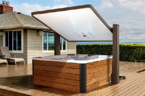 With UV protection and a retractable awning, the Covana HORIZON hot tub cover is an essential automated spa solution that is greatly appreciated by customers. Modern Hot Tubs, Hot Tub Shelters, Hot Tub Surround, Spa Jacuzzi, Hot Tub Gazebo, Tub Enclosures, Endless Pool, Tub Cover, Hot Tub Backyard