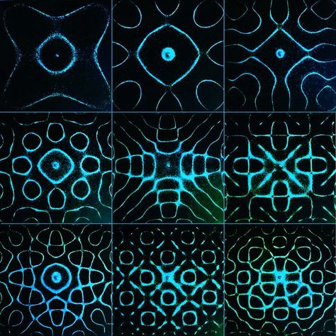 Why “Cymatics”? What does it mean? Cymatics can be described as the process of visualizing sound waves by vibrating a medium. All sounds we hear are waves, typically in air, that vibrate your eardrums, which in turn create electrical signals to send to your brain to interpret. These waves are only invisible to our eyes […] Cymatic Art, Vibrating Plate, Jewish Kabbalah, Sacred Geometry Patterns, Sound Studio, Spiritual Transformation, Psychology Quotes, Geometry Pattern, Sacred Symbols