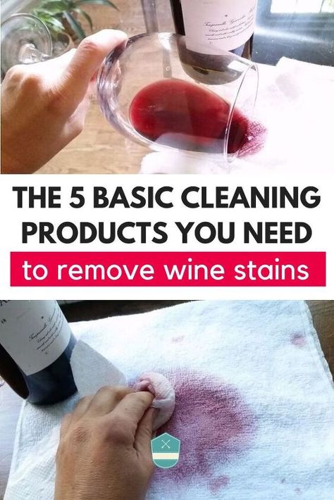 What to do when your Thanksgiving dinner guests spill wine all over your favorite tablecloth? Check out this cleaning idea with 5 basic common household cleaning ingredients such as baking soda and salt to quickly get out wine stains from clothes. #winestains #cleaningtips #howtoclean Remove Wine Stains, Red Wine Stain Removal, Wine Picnic Table, Wine Stain Remover, Homemade Fabric Softener, Wine Stain, Wine Picnic, Red Wine Stains, Wine Bottle Topper