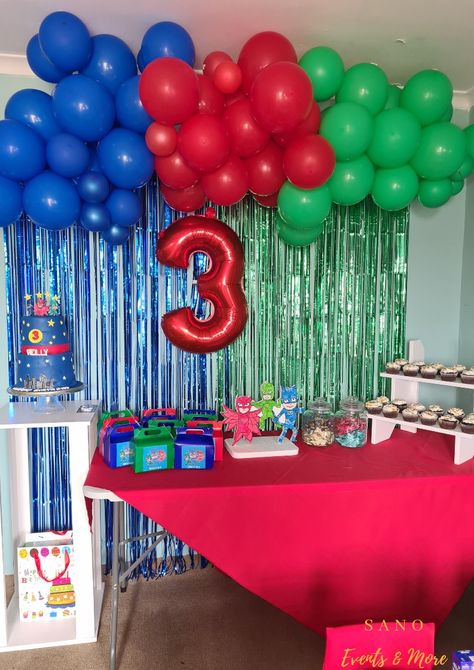 Pjs Mask Party Ideas, Oh Mask Birthday, Pjmask Birthday Party Ideas, Pjs Mask Cake, Pjs Masks Birthday Party, Pj Masks Birthday Party Ideas Decoration, Pjmasks Birthday Party Ideas Boy, Pj Mask Cake Ideas, Pj Mask Birthday Cake