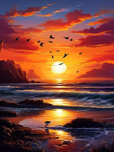 Sun Rise Drawing, Sunrise Painting Acrylic, Sun Rise Painting, Rising Sun Painting, Sunrise Drawing, Beach Sublimation, Beach Art Painting, Sun Painting, Sunrise Painting