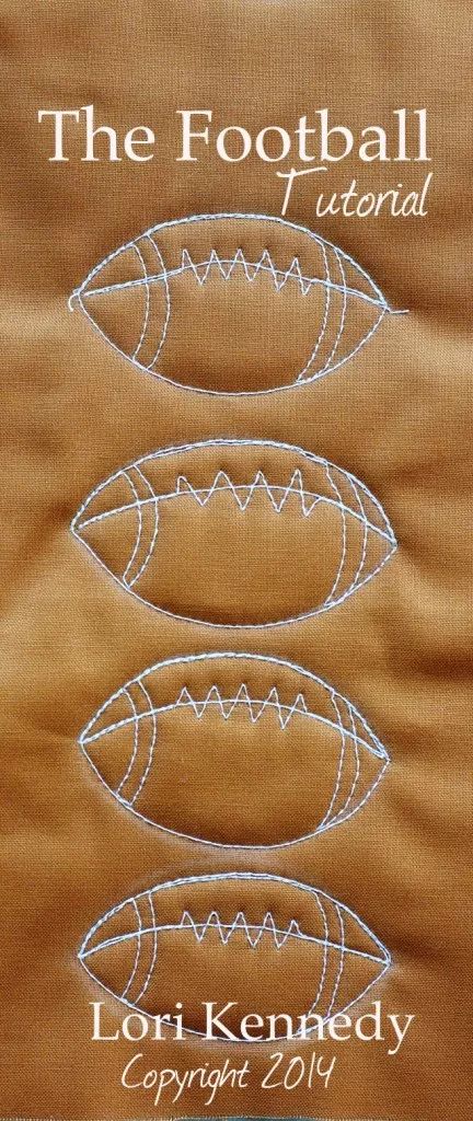 The Football-A Free Motion Quilt Tutorial - Lori Kennedy Quilts Novelty Quilts, Wholecloth Quilts, Free Motion Quilt Tutorial, Football Quilt, Fmq Designs, Walking Foot Quilting, Free Motion Quilting Designs, Free Motion Designs, Machine Quilting Ideas