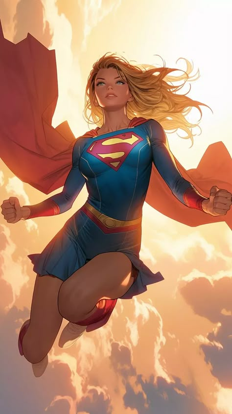 Character art created with Midjourney Ai #Artwork #Character #Fantasy #anime Supergirl Flying, Supergirl Comic Art, Super Power Girl, Dc Artwork, Supergirl Art, Superhero Images, Supergirl Cosplay, Supergirl Comic, Supergirl Kara