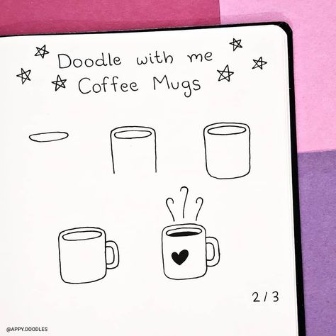 🍁🍁🍁 Tea Vs Coffee, Mug Doodle, Doodle Bullet Journal, Sketch Step By Step, Dinnerware Inspiration, Journal February, Doodle Journal, Drawing Patterns, Creating A Bullet Journal