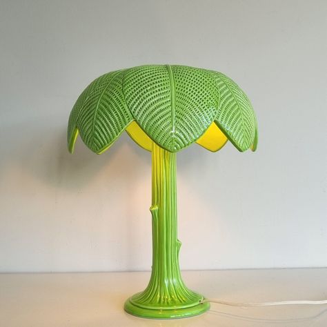 Listed on VNTG.com: Tommaso Barbi for B Ceramiche Palm Tree Lamp, Italy 70s | #vntg #vintage Palm Tree Lamp, Tommaso Barbi, Italy 70s, Leaf Lamp, Ceramic Lamps, Stylish Table Lamps, Tree Lamp, Tree Table, Brass Floor Lamp