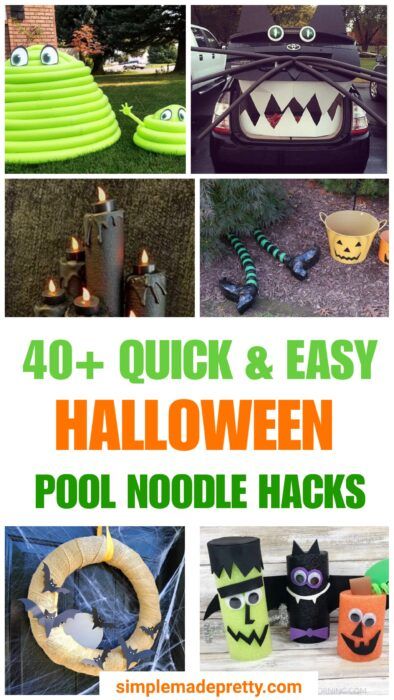 Decorations With Pool Noodles, Halloween Crafts With Pool Noodles, Pool Noodle Halloween Wreath, Halloween Pool Decorating Ideas, Pool Noodles Decorations, Halloween Decorations With Pool Noodles, Crafts With Pool Noodles Diy, Pool Noodle Diy Decor, Pool Noodle Ideas Decorations