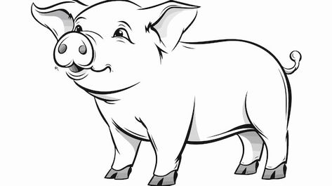 Vector adorable freehand drawn black and... | Premium Vector #Freepik #vector #fun #farm #black #white Pig Line Art, Pig Black And White, Pig Clipart, White Pig, Black And White Models, Pig Illustration, White Cartoon, Black And White Cartoon, Pig Cartoon