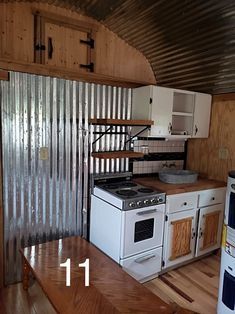 Barn Shed Converted to $15k Tiny Cabin Kitchen Tiny Shed Kitchen, Canning Shed Tiny House, Canning Kitchen Shed, Small Shed Homes, Woolshed Conversion, Shed Kitchen Ideas, Cabin Ideas Interior, Small Cabin Kitchen Ideas, Shed To Cabin Conversion