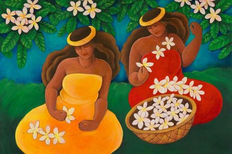 Hawaiian Painting, Hawaiian Artists, Weavers Art, Polynesian Art, Fat Art, Hawaiian Art, Caribbean Art, Hula Dancers, Hawaiian Culture