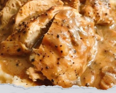 Crockpot Chicken and Gravy - Easy Family Recipes Chicken Gravy Mix, Brown Gravy Packet, Creamy Crockpot Chicken, Crockpot Chicken And Gravy, Chicken Gravy Recipe, Chicken And Gravy, Boiled Dinner, Gravy Packet, Recipes On A Budget