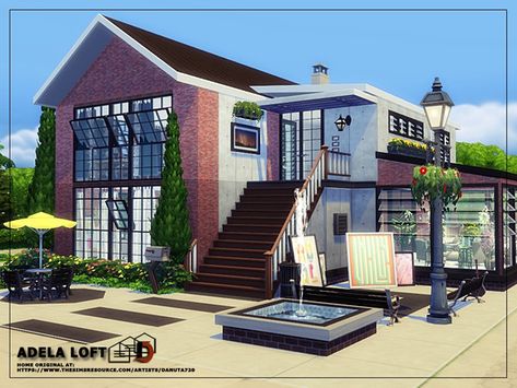 Danuta720's Adela loft - Base Game. Sims 4 Loft Base Game, Sims 4 House Base Game Only, Sims 4 Community Lots Base Game, Base Game Home Sims 4, Sims 4 Lots Base Game, Base Game House Sims 4 Gallery, Game Loft, Sims 4 Loft, The Sims 4 Lots