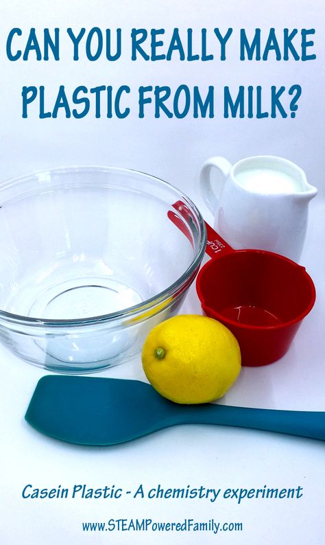 Make Plastic From Milk? You Can With Science! - chemistry experiment kids will love! Mythbusters Experiments, Cool Chemistry Experiments, Chemistry Project, Kitchen Science Experiments, Chemistry For Kids, Kitchen Chemistry, Chemistry Projects, Stem Projects For Kids, Kitchen Science