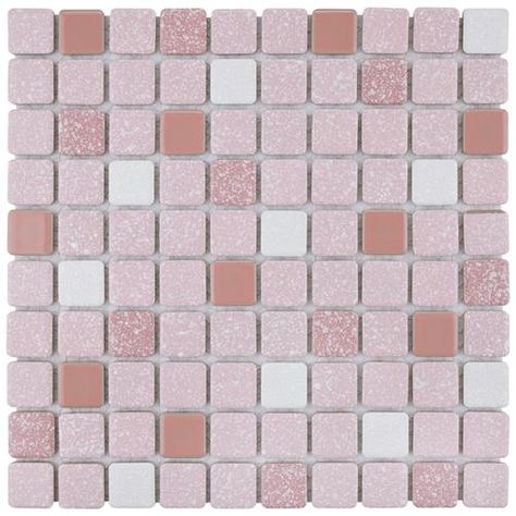 Crystalline Square Pink 11-3/4"x11-3/4" Porc Mos SRR 918 Pink Tile, Pink Porcelain, Mosaic Floor Tile, Mosaic Floor, Merola Tile, Porcelain Mosaic Tile, Modern Tiles, Porcelain Floor, Tile Stores