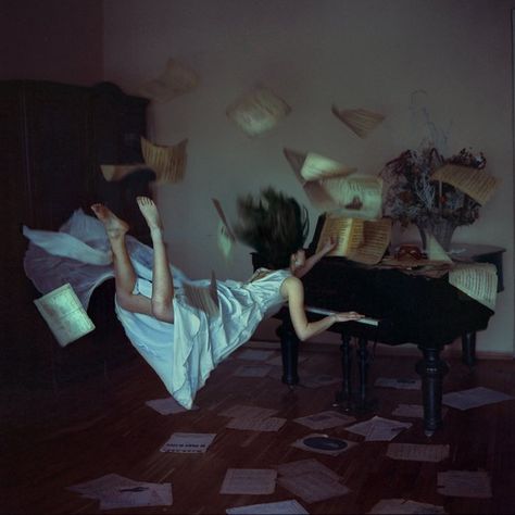 Anka Zhuravleva - St. Petersburg, Russia Artist - Painters - Photographers - Artistaday.com Paul Verlaine, Levitation Photography, Rudolf Steiner, Defying Gravity, Surrealism Photography, Playing Piano, Wave Art, Foto Art, Ex Machina