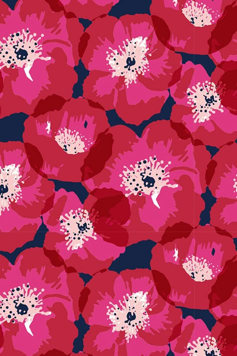 Red and Pink Poppies on Indigo by Jill Byers. Trendy Flowers, Trendy Wallpaper, Pattern Inspiration, Zentangle Art, Beautiful Drawings, Prints And Patterns, Pink Art, Flower Illustration, Pattern Illustration