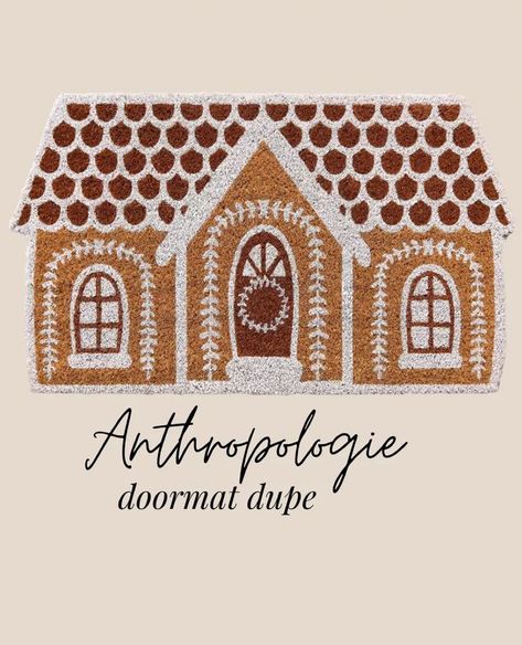 Gingerbread Doormat, Gingerbread Theme Christmas, Anthropologie Christmas Decor, Kirklands Christmas, Diy Christmas Door, Anthropologie Christmas, Gingerbread Theme, Door Mat Diy, Gingerbread Christmas Decor