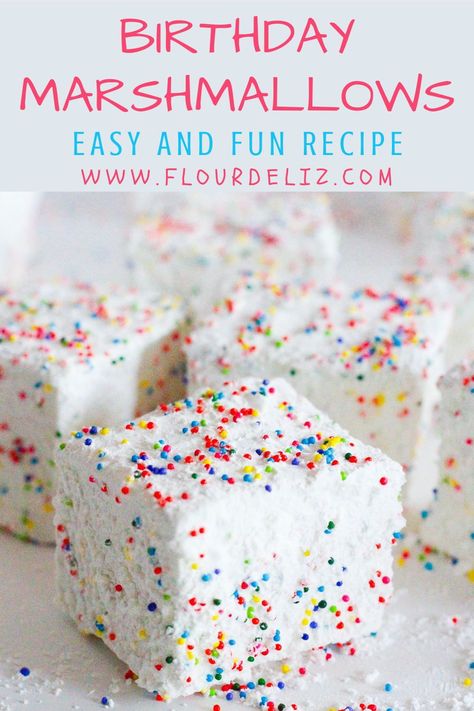 Birthday Marshmallows, Homemade Marshmallow Recipe, Marshmallow Recipe, Sprinkles Birthday Cake, Gourmet Marshmallow, Flavored Marshmallows, Make Birthday Cake, Cute Marshmallows, Vanilla Marshmallows