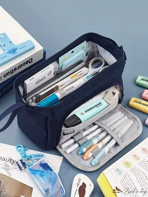 Bird in Bag - Portable Pencil Case - Practical, Polarized and Aesthetic - Perfect for Middle and High School Students! Stationery Box, Su Big Pen, Large Pencil Case, Stationary Organization, Small Notes, School Pencil Case, Kids Office, School Pencils, Store Shelves, Soft Leather Bag