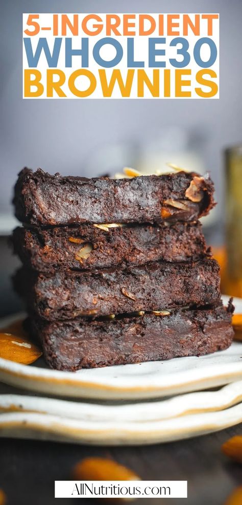 If you are looking for more delicious recipes to satisfy your sweet tooth on your paleo diet you will love these healthy 5-ingredient brownies. This healthy brownie recipe makes a sweet healthy dessert for paleo and whole30 meal plans! This is a perfect paleo dessert! Healthy Brownie Recipe, Stay Full Longer, Whole Food Desserts, Whole 30 Dessert, Healthy Brownie, Whole 30 Snacks, Paleo Brownies, Paleo Snack, Brownie Recipes Healthy