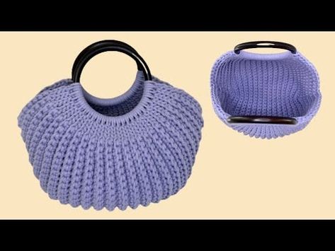 Easy Crochet Shell Bag, How to Crochet a Ribbed Bag, Basket Bag Tutorial, Easy and Beginner Friendly - YouTube Crochet Shell Bag, Jean Bags Pattern Ideas, Diy Purse Making, Crocheting Bag, Crochet Shell, Diy Crochet Bag, Free Crochet Bag, Shell Bag, Crochet Bag Tutorials