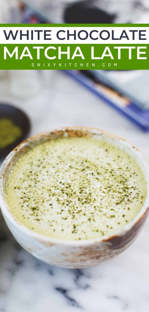 This White Chocolate Matcha Latte is an easy homemade drink made with only four ingredients! White chocolate and matcha are a match made in heaven! You have to try this nonalcoholic drink recipe. Matcha Almond Milk, Coconut Matcha, Matcha Almond, Matcha Green Tea Recipes, Green Tea Recipes, Matcha Drink, Matcha Recipe, Weight Watchers Desserts, Coconut Butter