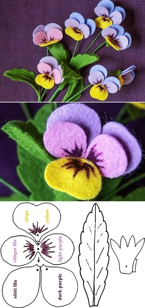 Felt Pansies, Felt Butterflies, Felt Flowers Patterns, Wool Flowers, Felt Bouquet, Felt Flowers Diy, Butterflies Wreath, Wool Felt Projects, Fleurs Diy