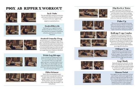 Each exercise in the P90X Ab Ripper X workout routine. 25 reps each!   #abexercises  #exercise #abs #athomeworkouts #getripped Ab Ripper P90x Ab Workouts, Ab Ripper X Moves, Ab Ripper X Workout, P90x Ab Ripper X Workout Routine, P90x Ab Ripper, Strength Workout Plan, After C Section Workout, C Section Workout, P90x Workout